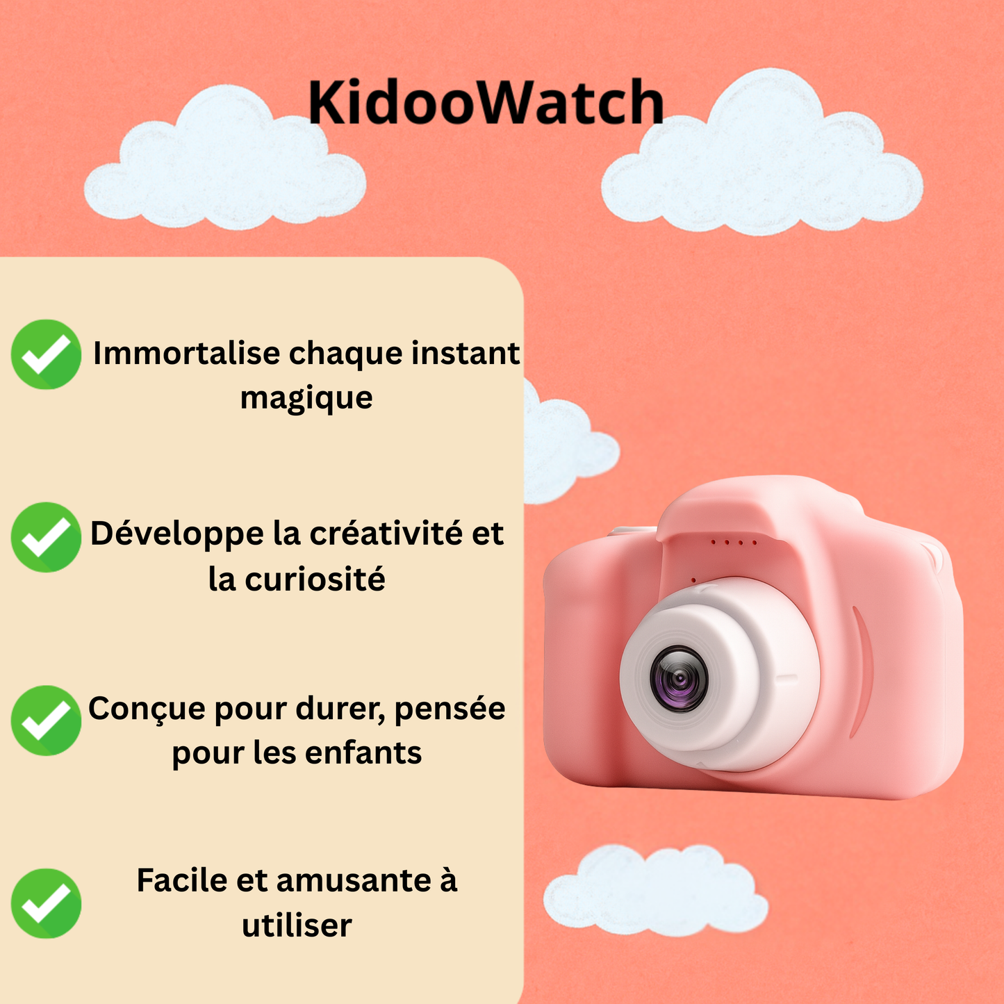 Appareil Photo Fille 1080P Rechargeable + carte mémoire 32 Go