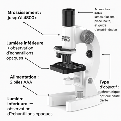 Microscope Enfant 4800× – Kit Biologie & Découverte | KidooWatch™