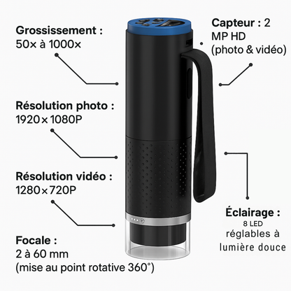 Microscope WiFi Enfant – Zoom 1000× & App Mobile