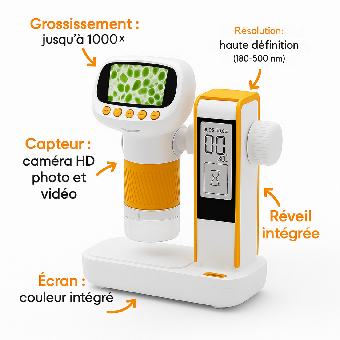 Microscope Enfant 1000× – Avec Réveil & Photo/Vidéo