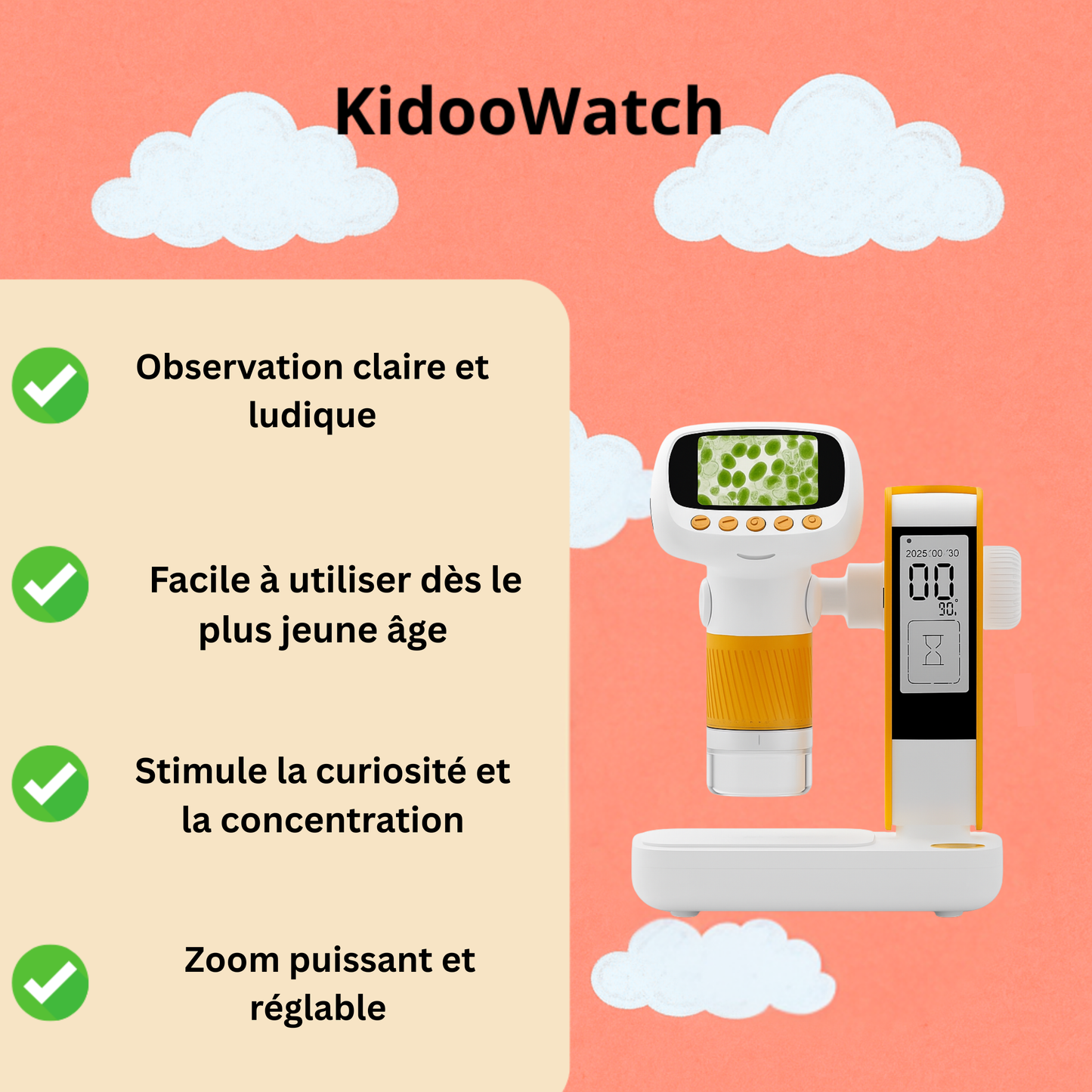 Microscope Enfant 1000× – Avec Réveil & Photo/Vidéo