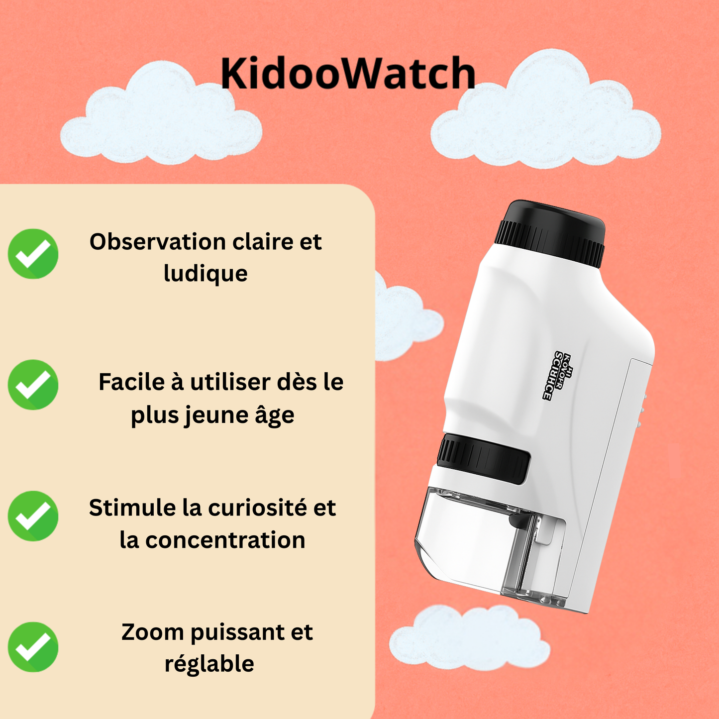 Microscope Enfant 120× – LED & Format de Poche