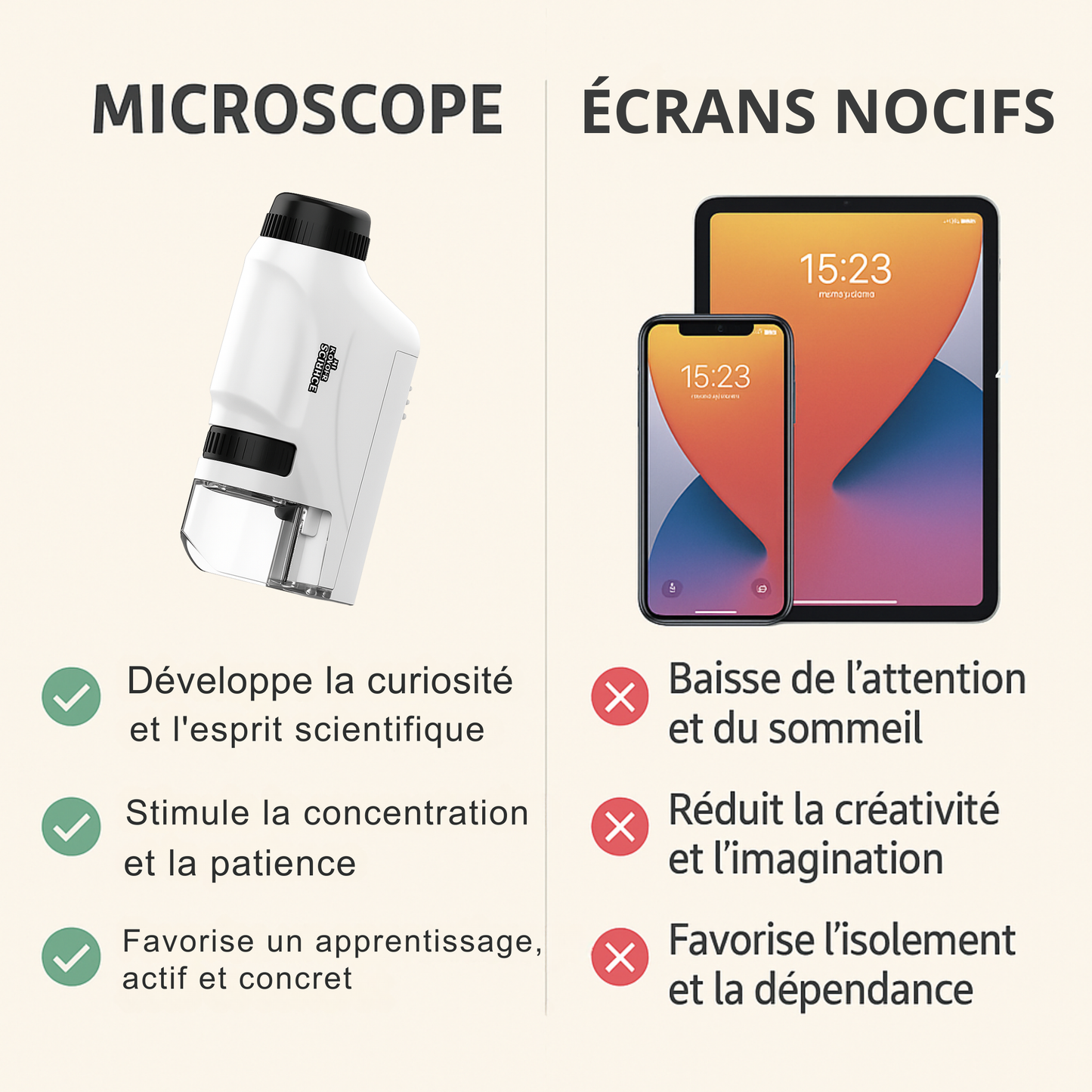 Microscope Enfant 120× – LED & Format de Poche