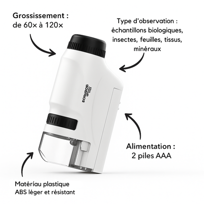 Microscope Enfant 120× – LED & Format de Poche
