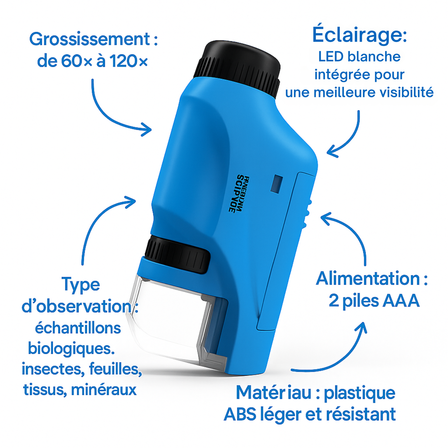 Microscope Garçon 120× – LED & Format de Poche