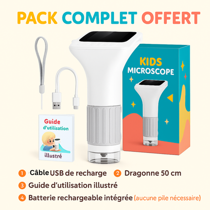 Microscope Enfant 1000× – Écran IPS & Caméra HD