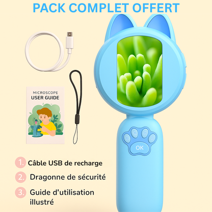 Microscope Enfant 1000× – Écran IPS & Jeux Intégrés |