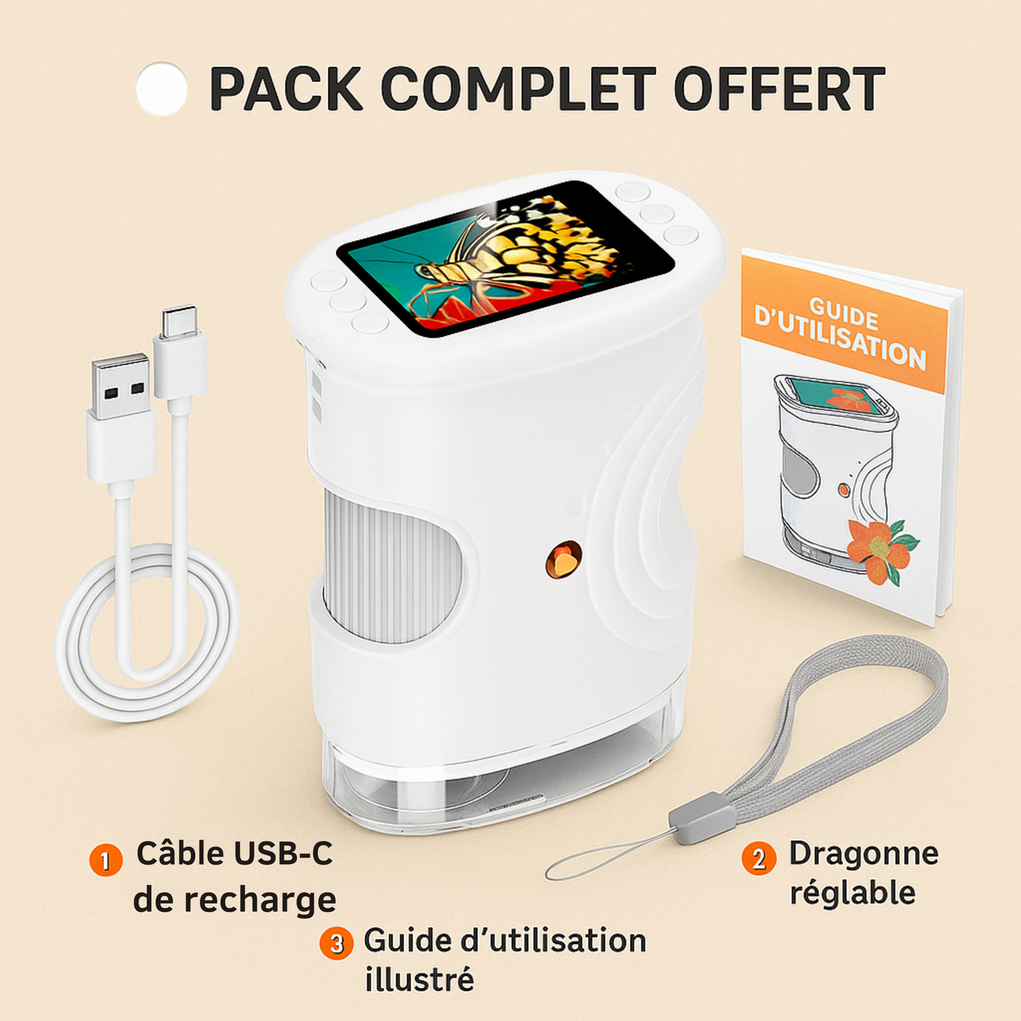 Microscope Portable Enfant 1000× –  Photo/Vidéo