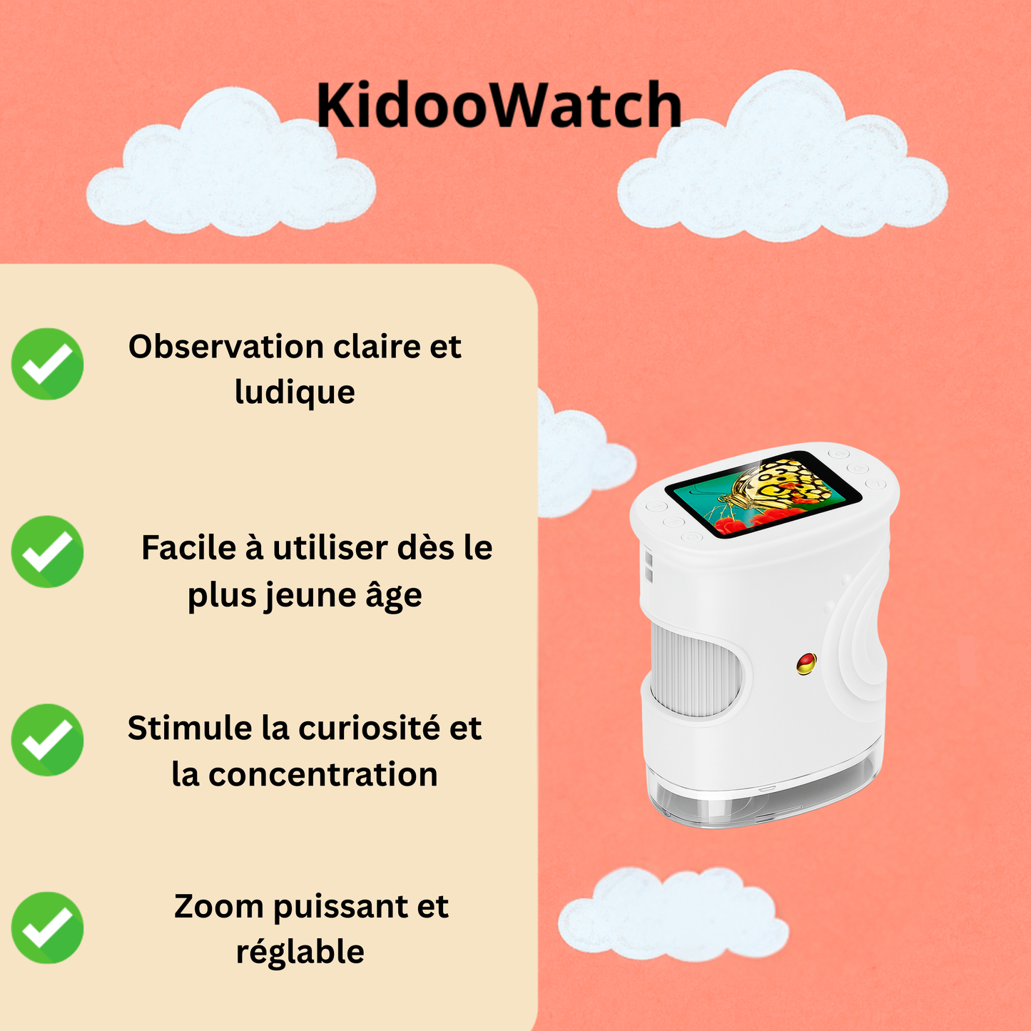 Microscope Portable Enfant 1000× –  Photo/Vidéo