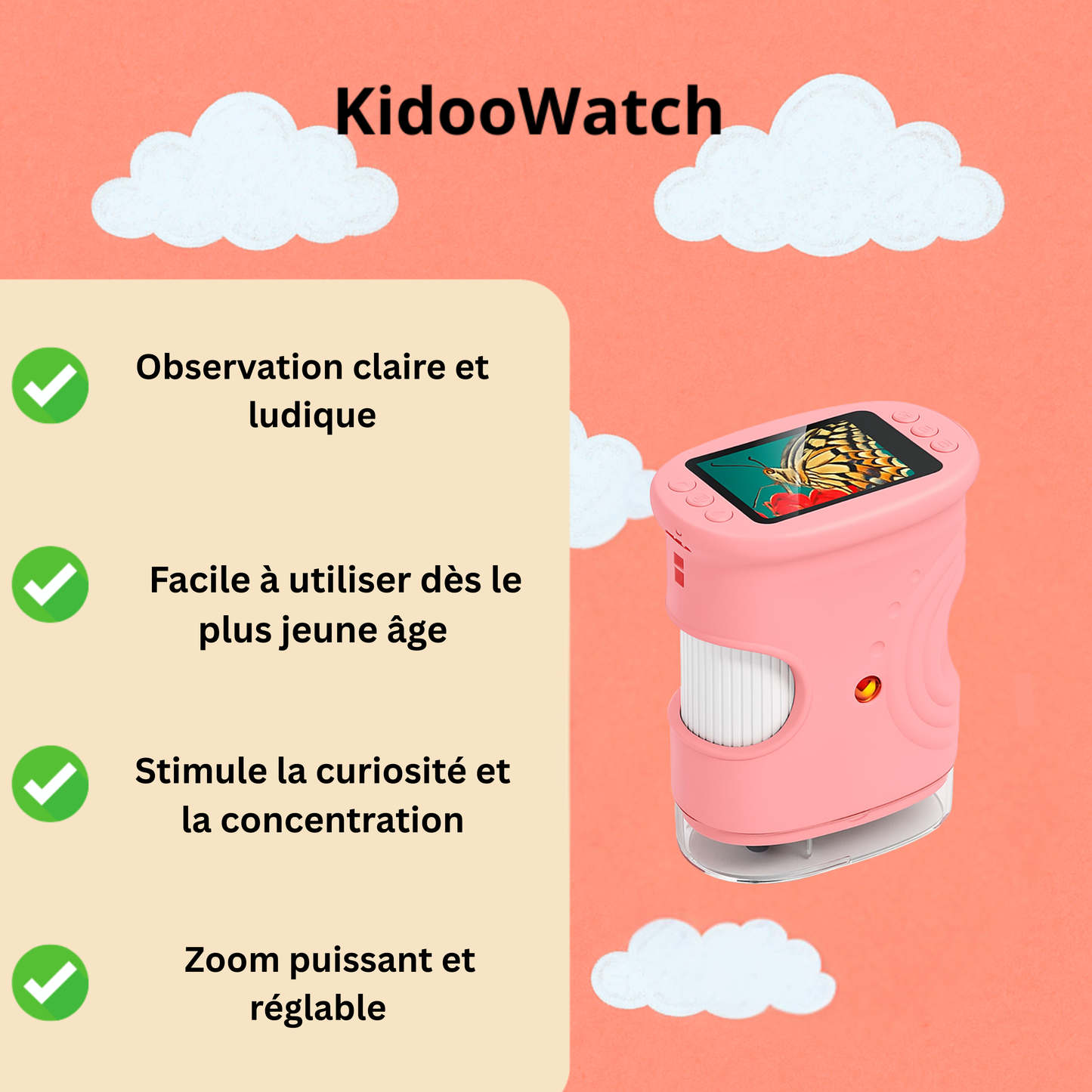 Microscope Portable Fille 1000× –  Photo/Vidéo