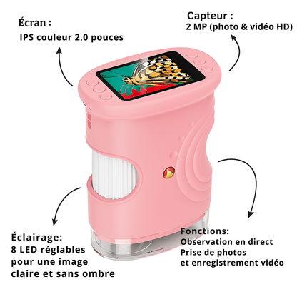 Microscope Portable Fille 1000× –  Photo/Vidéo