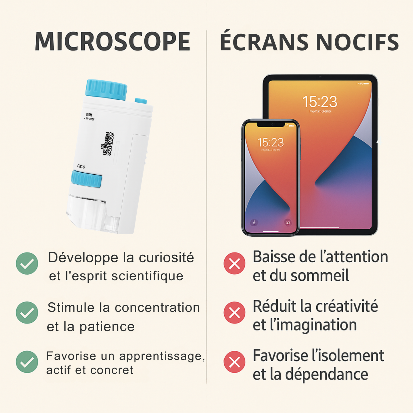 Microscope de poche LED pour Enfant 200×