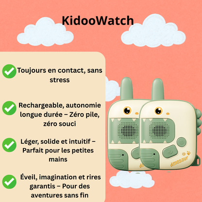 Talkie-Walkie Enfant Dinosaure – Pack de 2 Jouets Sans Fil Parent-Enfant | KidooWatch™
