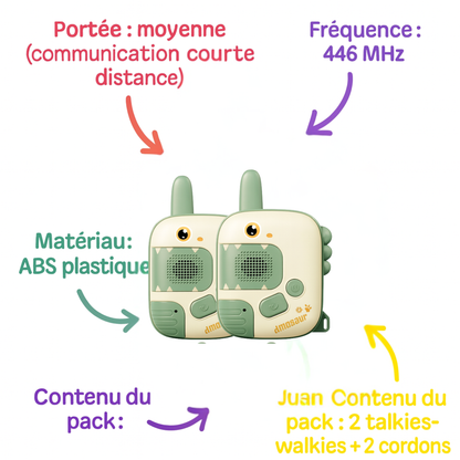 Talkie-Walkie Enfant Dinosaure – Pack de 2 Jouets Sans Fil Parent-Enfant | KidooWatch™