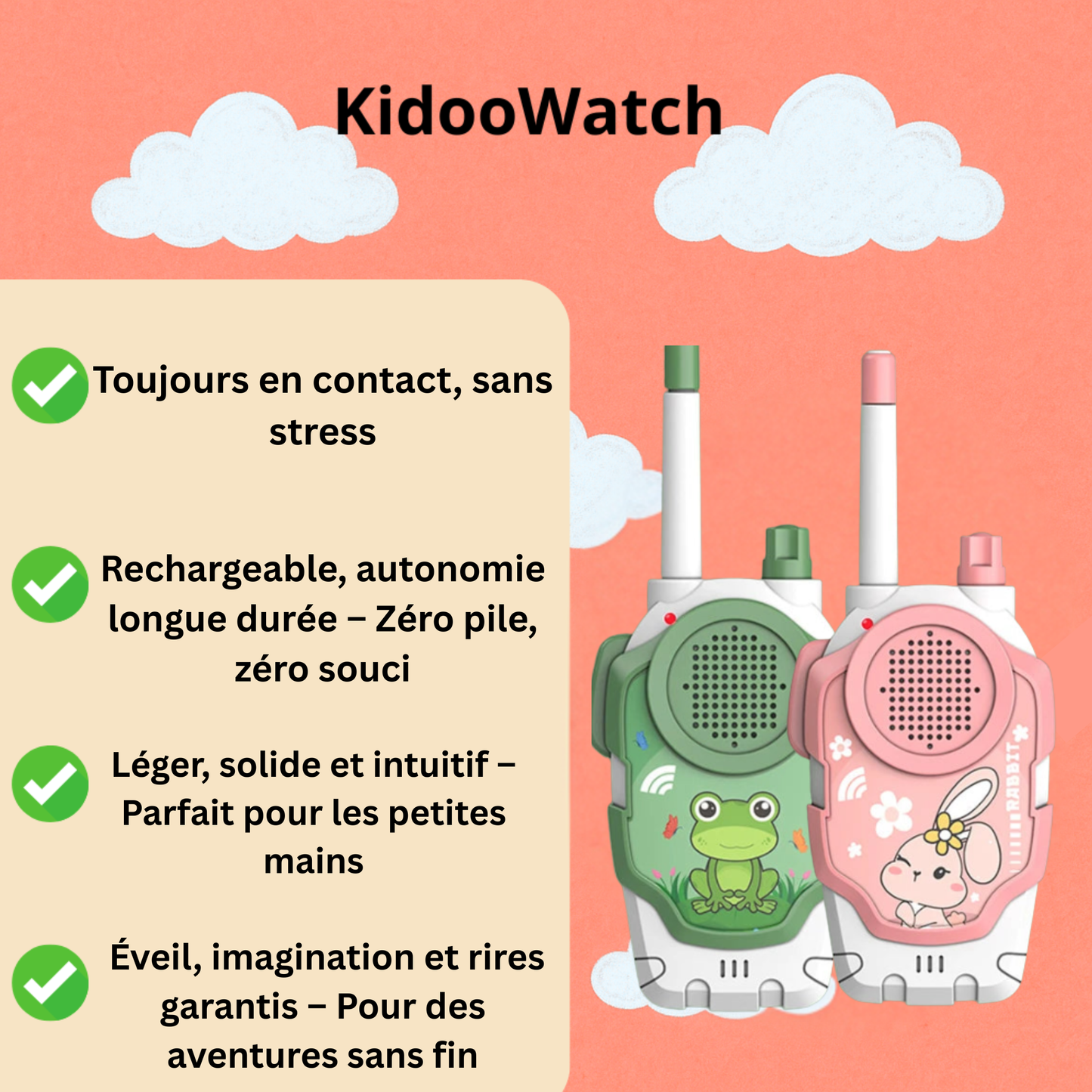 Talkie-Walkie Enfant – Pack de 2 Jouets Sans Fil Ludiques | KidooWatch™