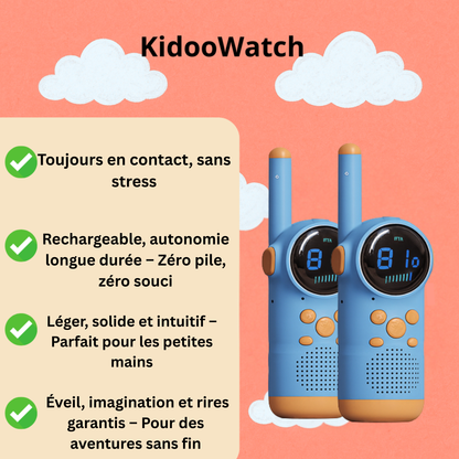 Talkie-Walkie Enfant Rechargeable LCD – Pack de 2 avec Lampe Torche | KidooWatch™