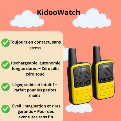 Mini  Talkie-Walkie Enfant – Pack de 2 Rechargeables 5km | KidooWatch™