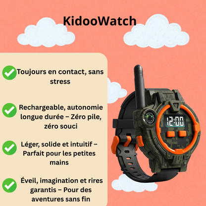 Montre Talkie-Walkie Enfant Camouflage – Pack de 2 Rechargeables | KidooWatch™