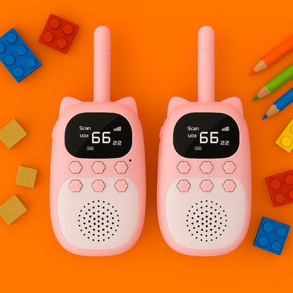Talkie-Walkie Enfant 3km Rechargeable – Pack de 2 avec Écran LCD | KidooWatch™