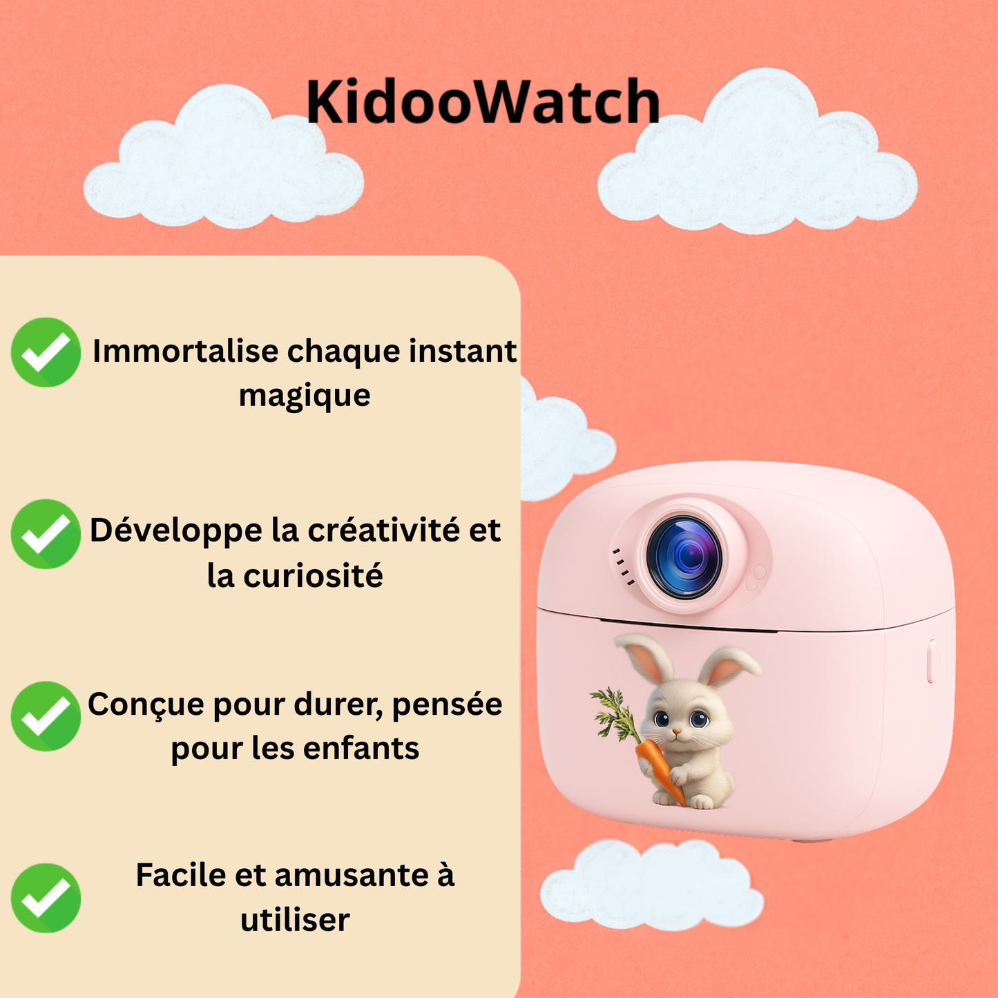 Appareil Photo Instantané Enfant – Impression Thermique HD + carte mémoire 32 Go