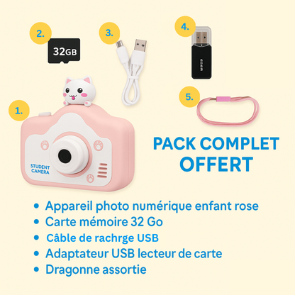 Appareil Photo Enfant  – 4000W HD Vidéo + carte mémoire 32 Go