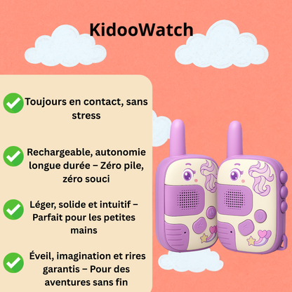Talkie-Walkie Enfant Licorne – Pack de 2 Jouets Sans Fil Parent-Enfant | KidooWatch™