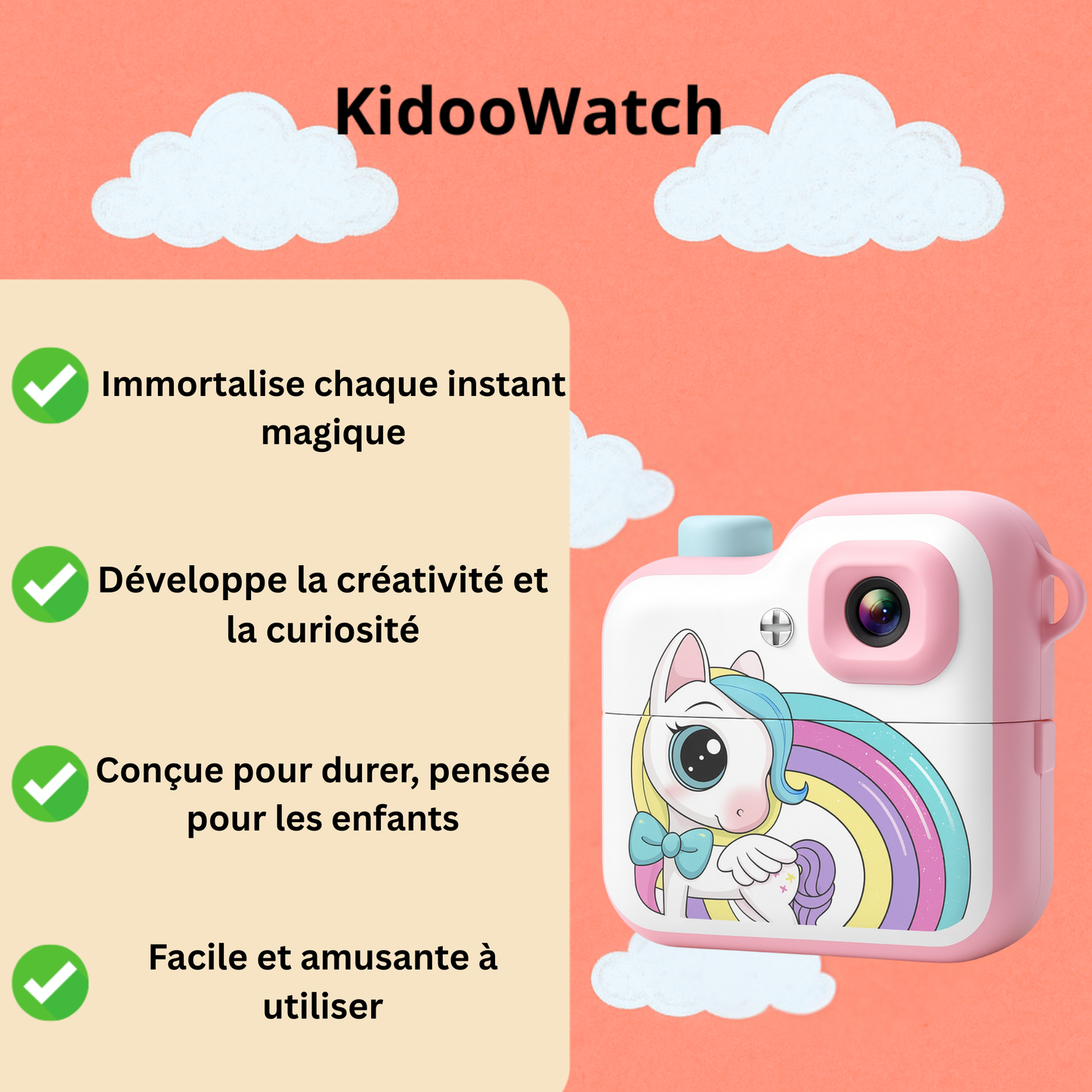 Appareil Photo Instantané Enfant Bluetooth – Impression + carte mémoire 32 Go