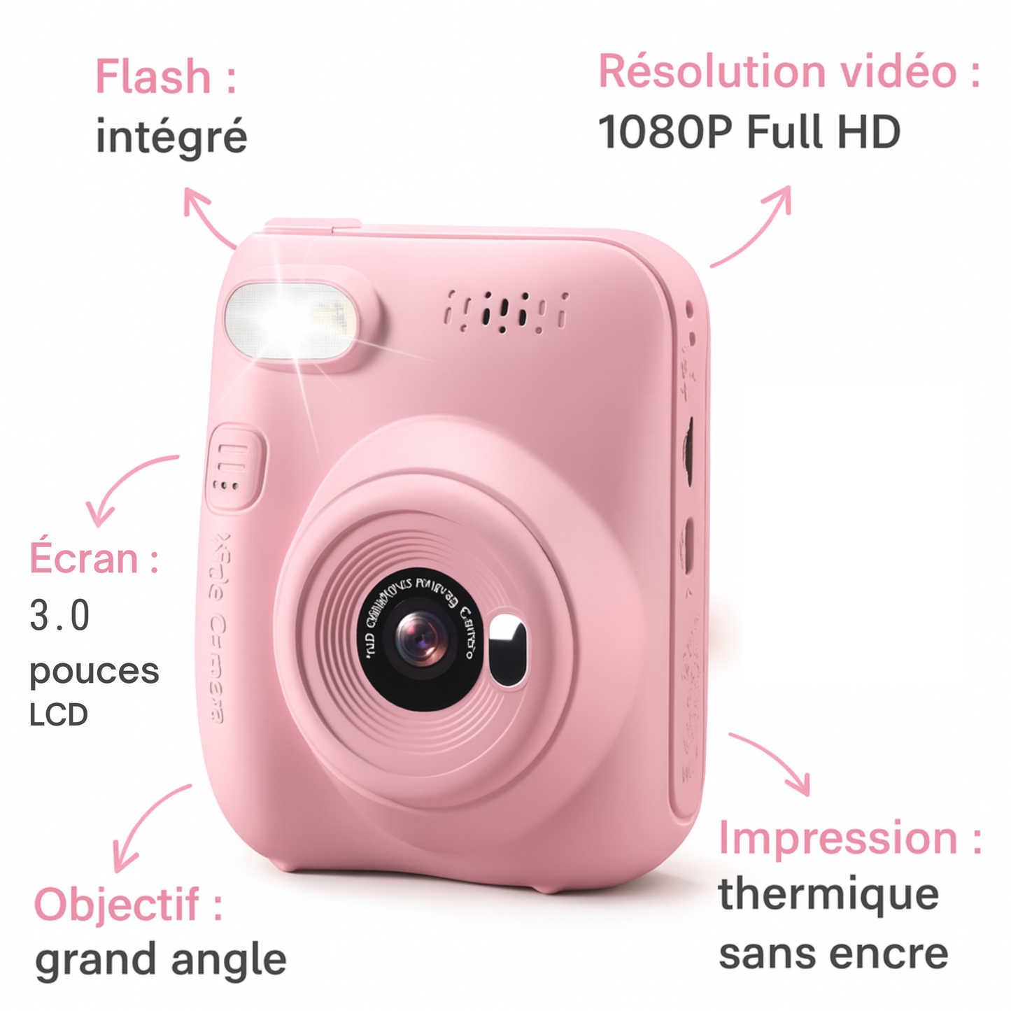 Appareil Photo Instantané pour Fille 32MP – Écran HD + carte mémoire 32 Go