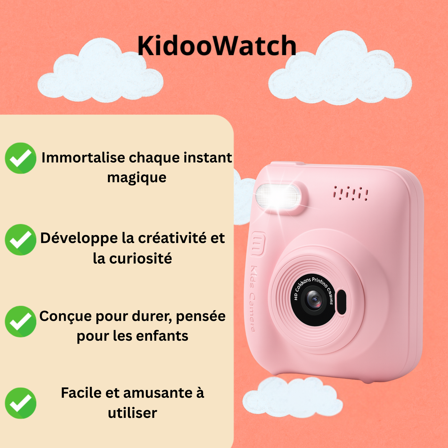 Appareil Photo Instantané pour Fille 32MP – Écran HD + carte mémoire 32 Go