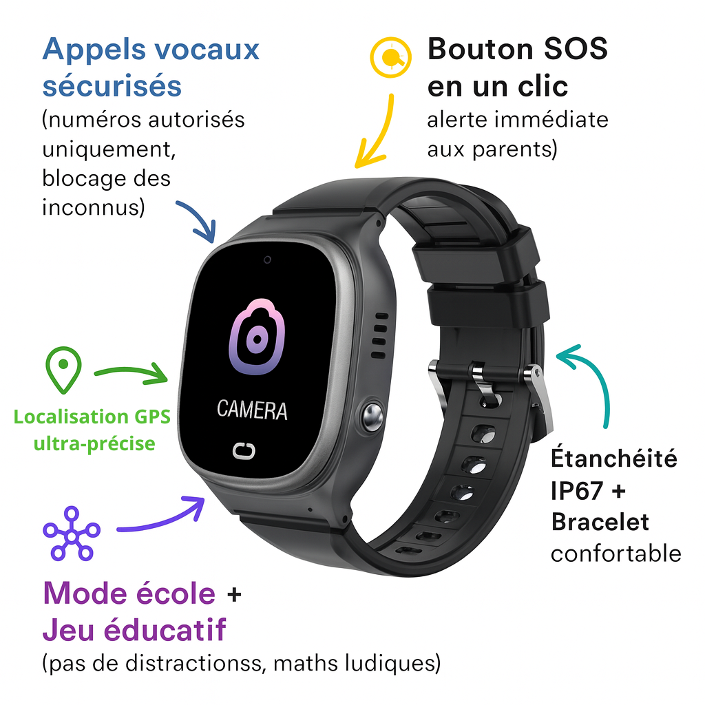 Montre connectée enfant 2G avec SOS & Mode école | KidooWatch™