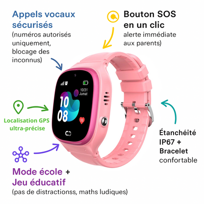 Montre connectée Fille 2G avec SOS & Mode école | KidooWatch™