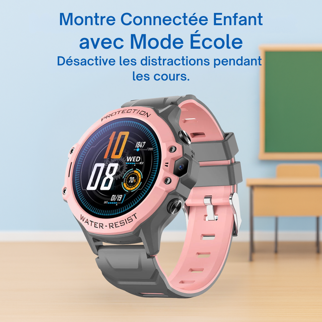 Montre Connectée Fille 4G ronde – GPS WiFi, appel vidéo & SOS | KidooWatch™