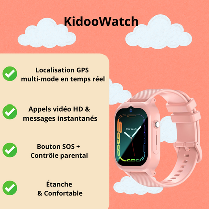 Montre connectée Fille 4G  – GPS précis, appel vidéo & SOS | KidooWatch™