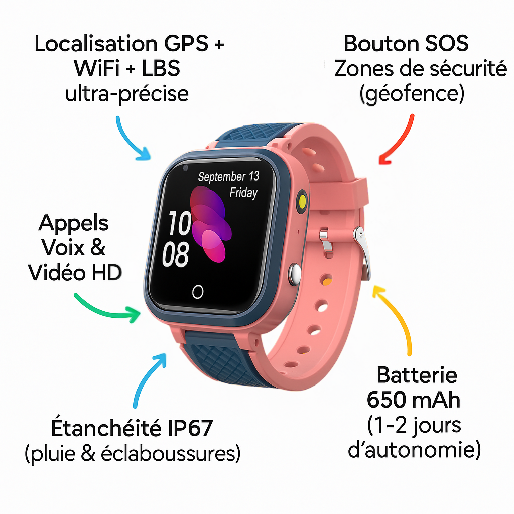 Montre Connectée Fille 4G Avec Boîtier En  Alliage – GPS , appel vidéo | KidooWatch™