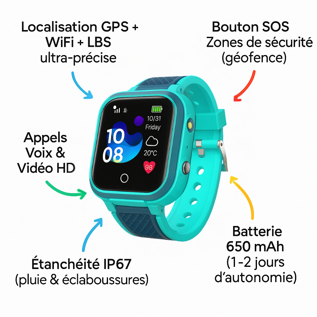 Montre Connectée Enfant  LT21 Avec Boîtier En  Alliage – GPS , appel vidéo | KidooWatch™