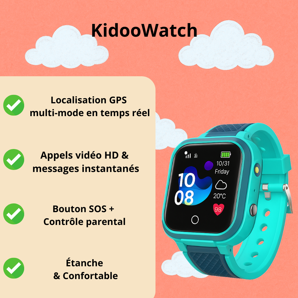 Montre Connectée Enfant  LT21 Avec Boîtier En  Alliage – GPS , appel vidéo | KidooWatch™