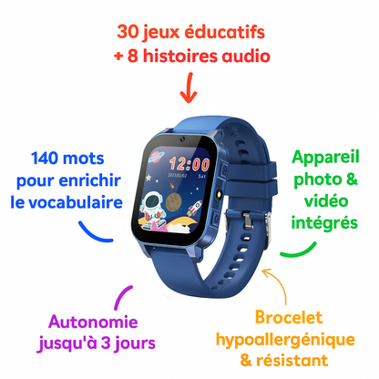 Montre Connectée Garçon éducative – 30 jeux, Histoires & Lampe torche | KidooWatch™
