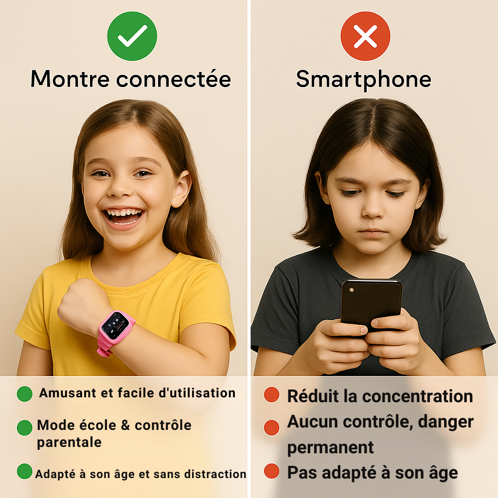 Montre Connectée Fille  4G - 1000mAh – GPS , appel vidéo  | KidooWatch™