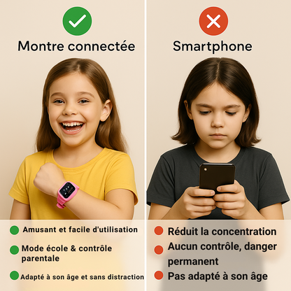 Montre Connectée Fille  4G - 1000mAh – GPS , appel vidéo  | KidooWatch™