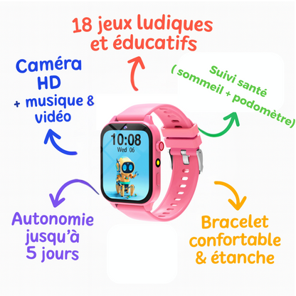 Montre connectée ludique Enfant Rose  - 4 à 7 ans | KidooWatch™