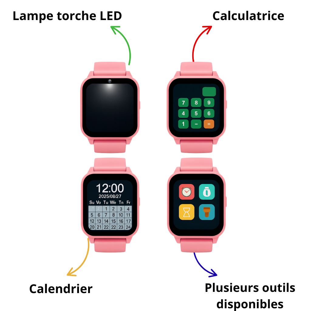 Montre connectée ludique Enfant Rose  - 4 à 7 ans | KidooWatch™