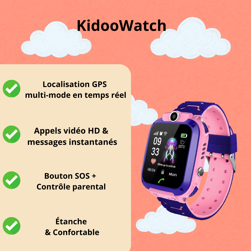 Montre Connectée Fille 4 À 7 ans – SOS, GPS, Appels | KidooWatch™