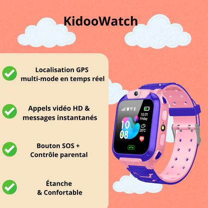 Montre Connectée SOS Fille – Appel Vocal & Caméra & Lampe Intégrée | KidooWatch™