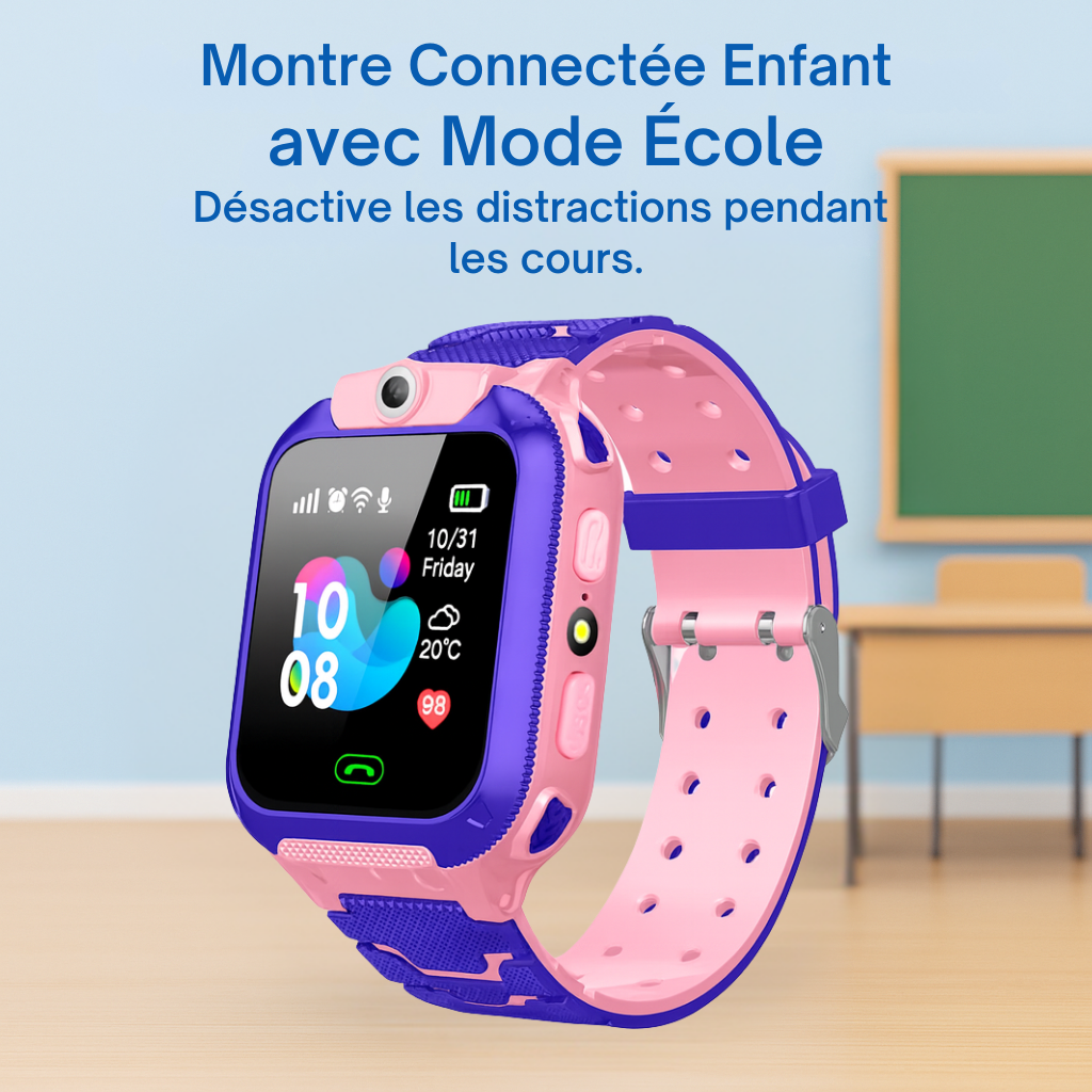 Montre Connectée SOS Fille – Appel Vocal & Caméra & Lampe Intégrée | KidooWatch™