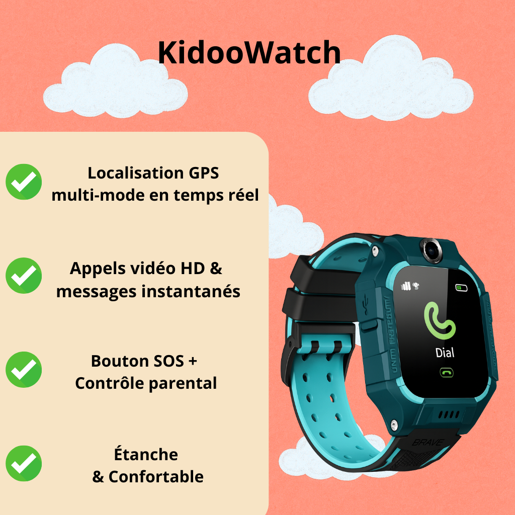 Montre connectée Garçon ludique – SOS, appel vidéo | KidooWatch™