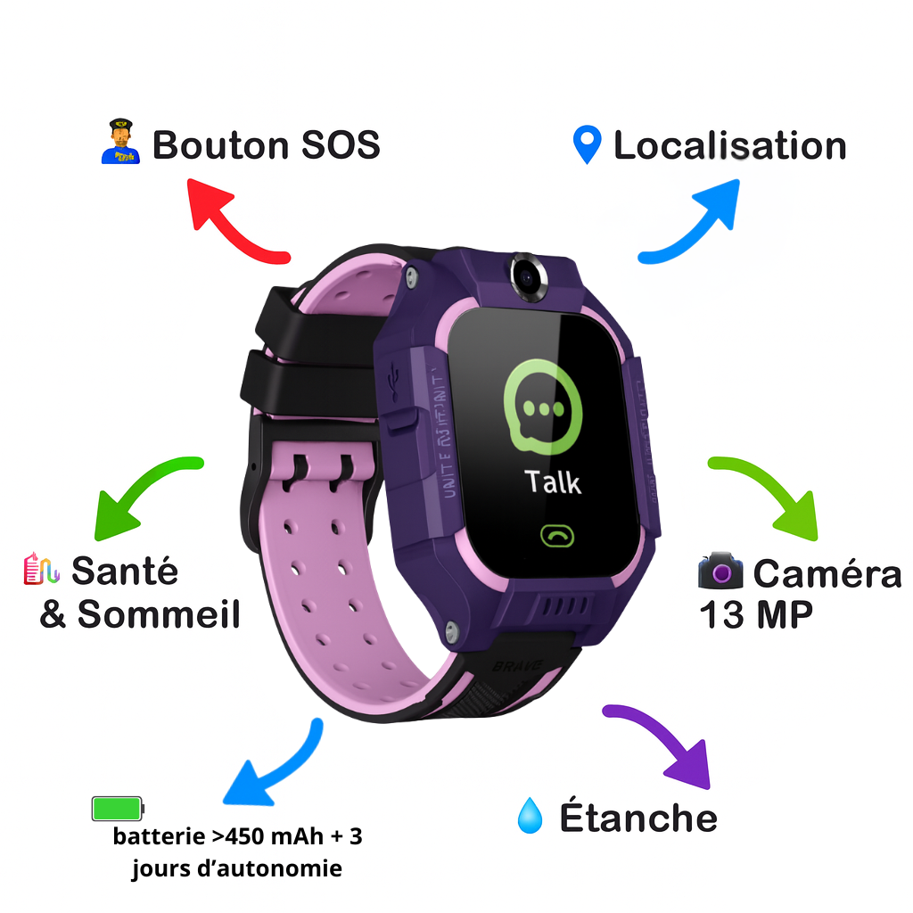 Montre connectée Fille ludique – SOS, appel vidéo | KidooWatch™