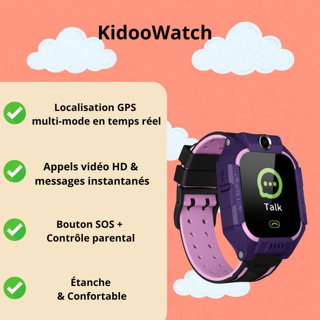 Montre connectée Fille ludique – SOS, appel vidéo | KidooWatch™