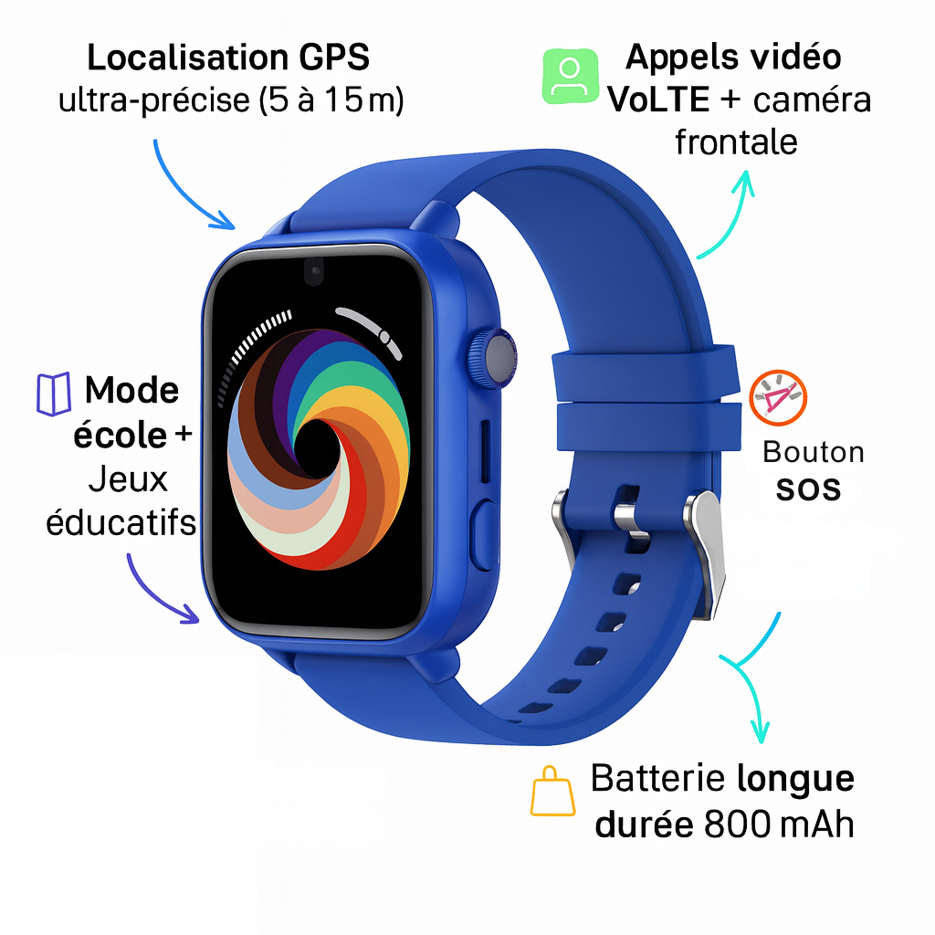 Montre Connectée Garçon 4G – GPS Précis, Appel Vidéo | KidooWatch™