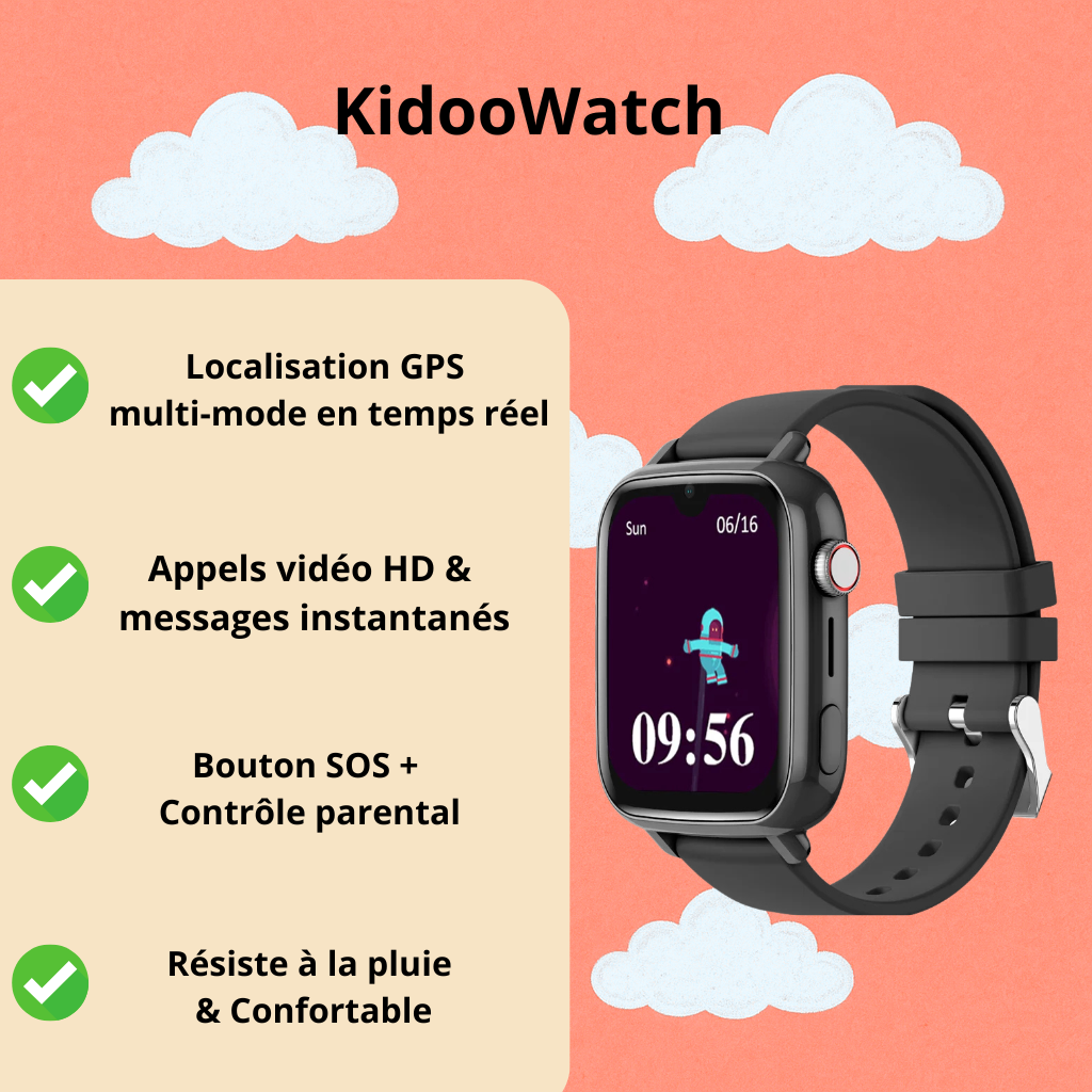 Montre Connectée  Enfant  4G – GPS Précis, Appel Vidéo| KidooWatch™